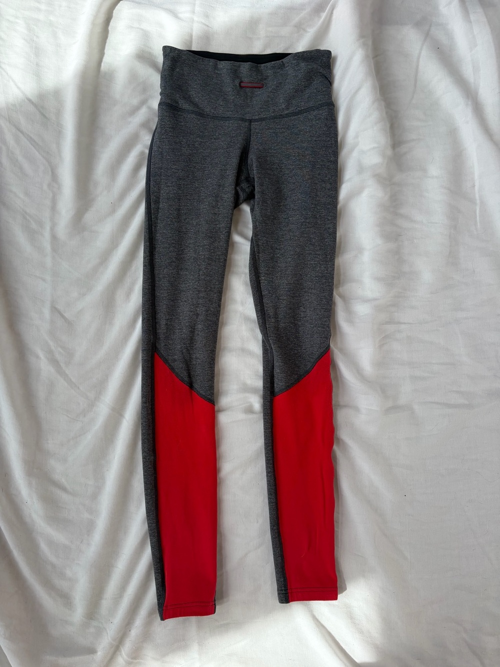 Lululemon Wunder Under Gray Red Colorblock High Rise Leggings Size 4